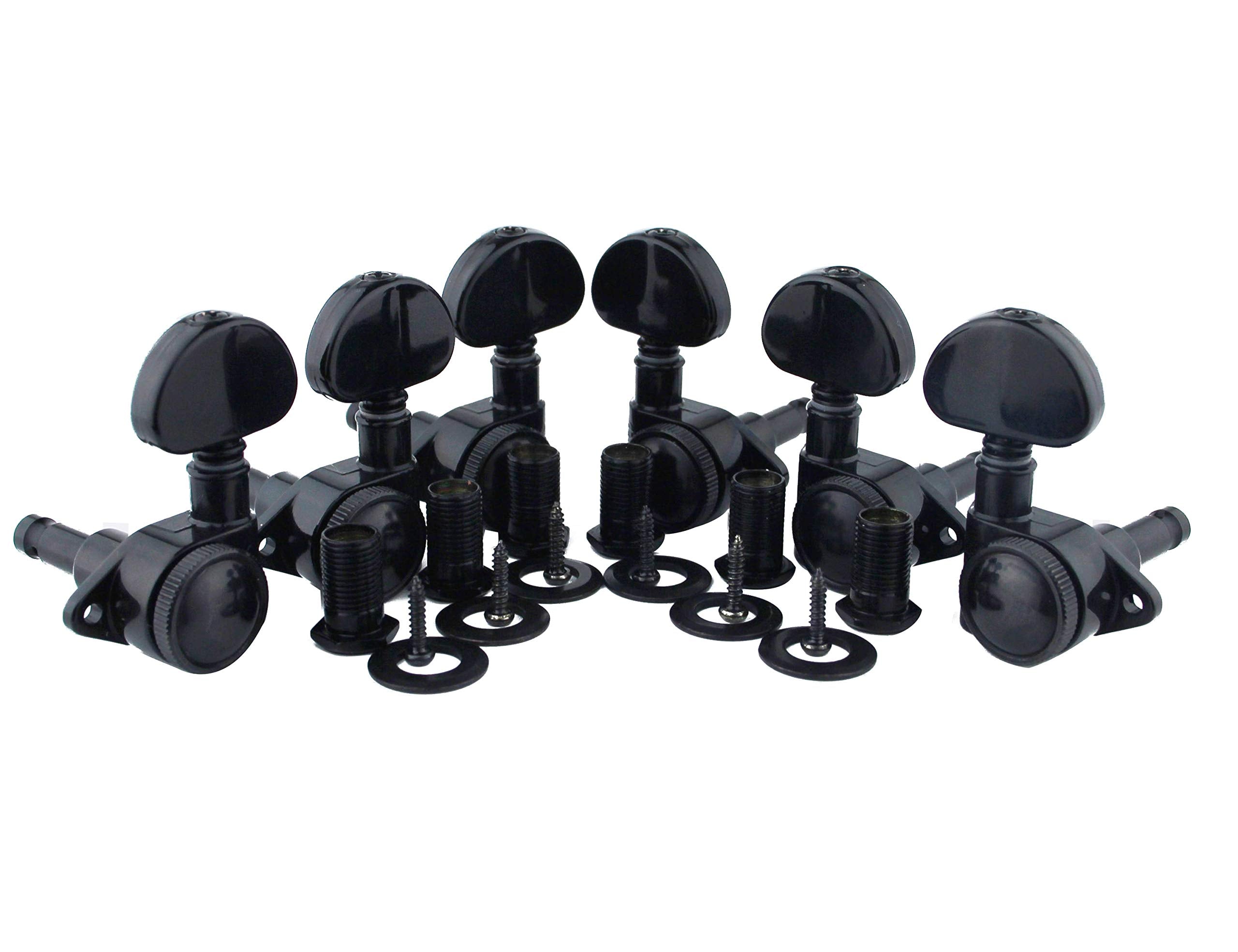 Guyker Guitar Locking Tuners (3L + 3R) - 1:21 High End Roto-Grip Rotomatic Lock String Tuning Key Pegs Machine Head with Big Han